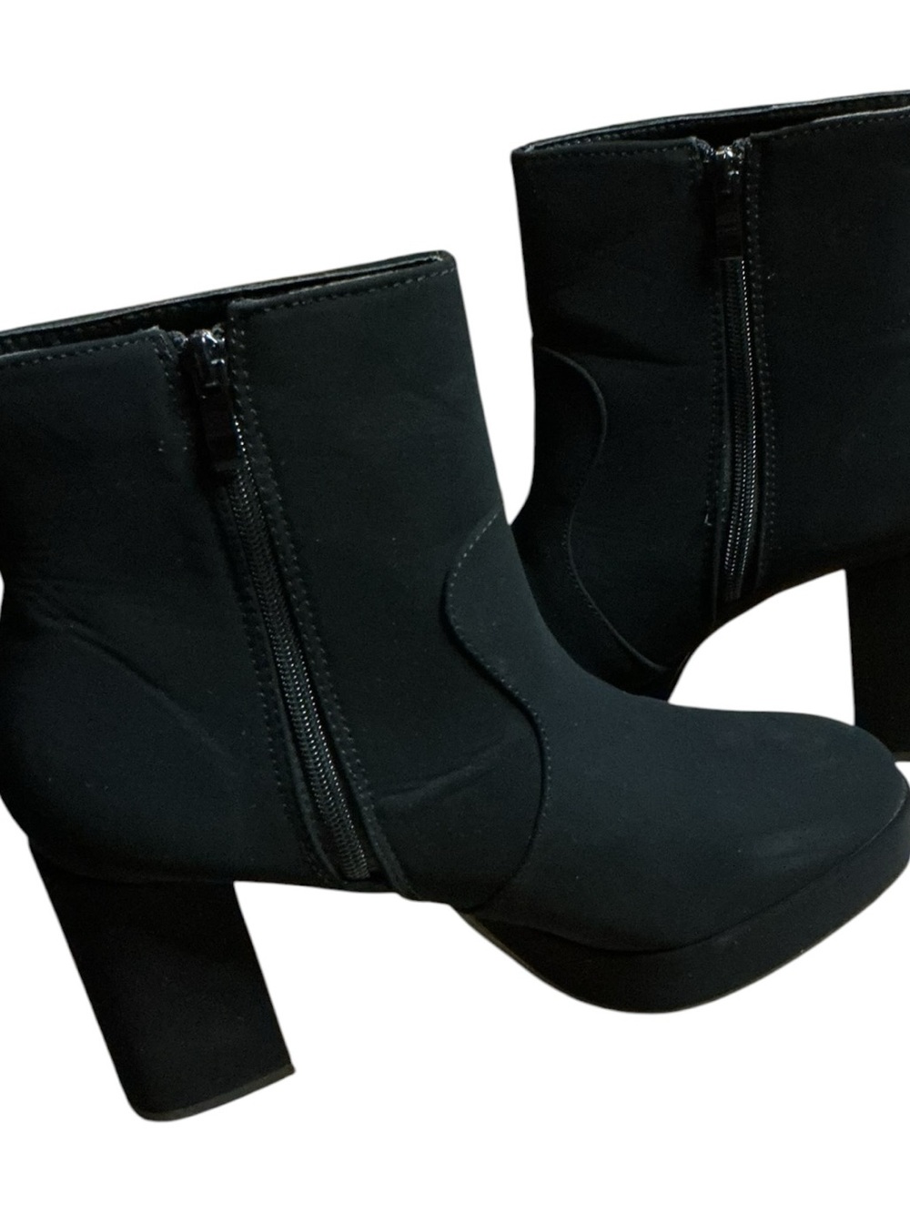 💟Top Moda Black Faux Suede Platform Chunky Block Heel Ankle Boots Size:10